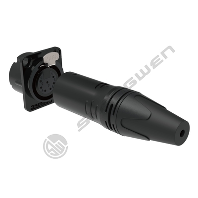 IP40 Indoor Audio Cable Plug 7-Pin XLR Female Socket Connector with 3.5mm Gold Conductor Shell Plating and High Durability