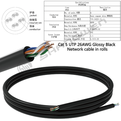 26awg Black UTP Cat5e Network Cable Patch Cord 4 Pairs Cat5e LAN Cable