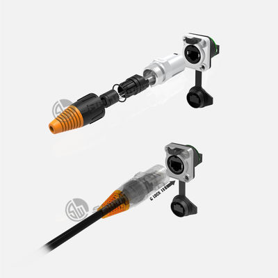 Outdoor IP65 Waterproof Panel Mount Thread Ethernet Rj45 Female Connector Horn Signal Right Angle Straight  Cat5e Cat PCB RJ45