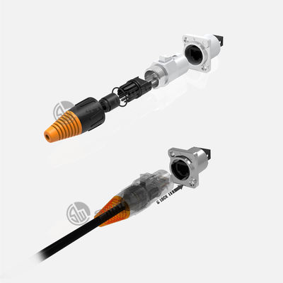 IP65 impermeável Rj45 Conector masculino e feminino Botão de metal Modelo de atualização