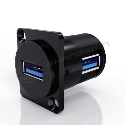 Conector de montagem de painel de concha preta 9 pin 90 ângulo cabo de dados final conector USB