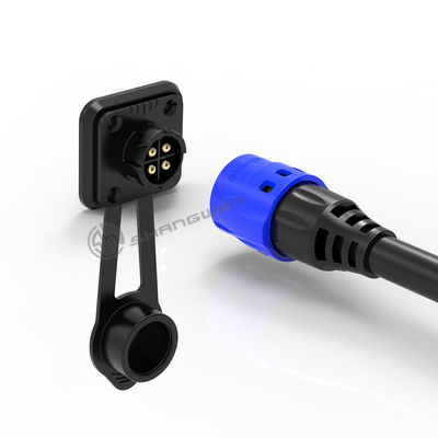 Soldagem 4pin M19 Conector Overmolded Blue Nylon PA66 Alumínio Alloy Shell