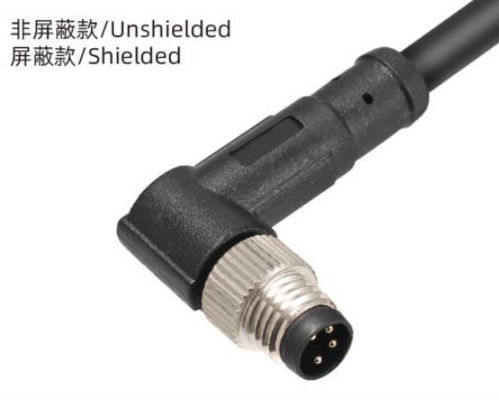 IP67 impermeável M8 conector masculino angulado superformado 3 - 8A para aplicações externas