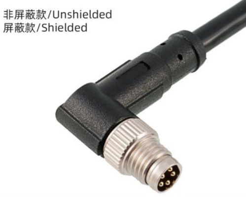 3-8A IP67 impermeável M8 ângulo macho Plug Interface de metal para instalações ao ar livre