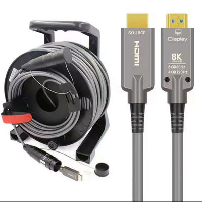 Fibra óptica blindada HDMI2.1 HD Cable Drum 8K 120Hz TPU Cable coberto para áudio vídeo TV Proteção Shell Cable Reel