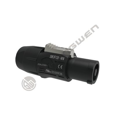 Conector Powertrue Macho fêmea de 3 pinos Elétrico à prova d'água ao ar livre Conectores AC à prova d'água de 3 pinos Capacidade de alta corrente Bloqueável Triplo núcleo 20A 500V Conector à prova d'água IP65 verdadeiro