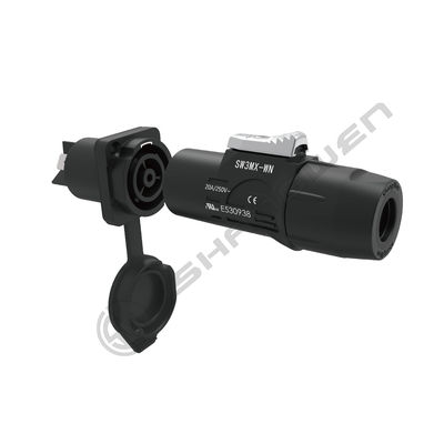 Conector de alimentação industrial masculino e feminino Ip65 à prova d'água exterior