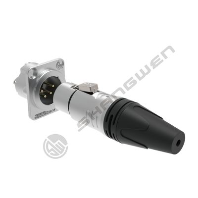 Conector de montagem XLR de 4 pinos para áudio interno, proteção IP40, conectores de cabo DMX sem fio de 4 polos, conector fêmea/macho XLR prateado