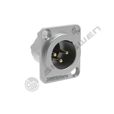 Mini D-Type XLR Audio Connector 3-Pin Socket masculino de liga de zinco Shell Panel Mount Jacks para alto-falante de áudio Microfone XLR Feminino