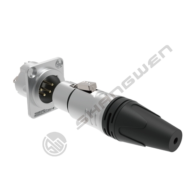 Proteção de áudio IP40 Conector de montagem XLR para cabo DMX sem fio de 4 polos de prata em eletrônica industrial