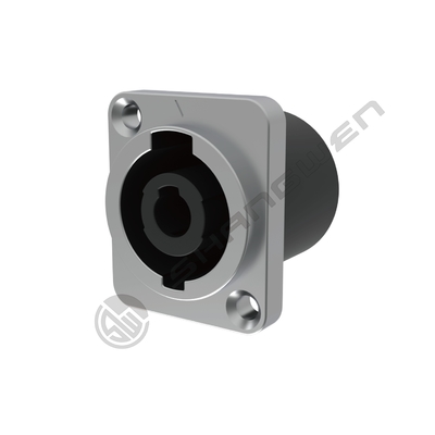 Conector Macho de 4 Pinos para Eletrônicos de Áudio e Vídeo IP40 Impermeável Extremamente Robusto Plugue de Alto-falante Liga de Latão e Metal Prateado