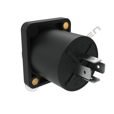 Alto-falante retangular, montagem em painel com 2 furos, terminal de solda, conector HPC de 4 pinos, Speakon fêmea, conector de áudio