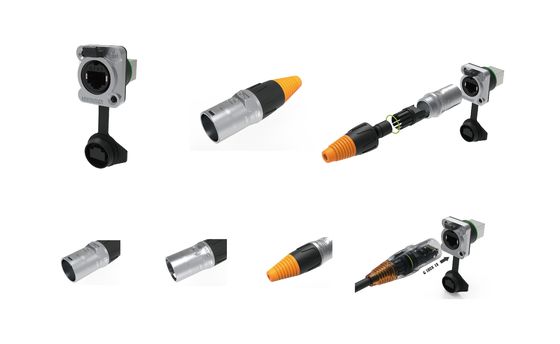 Indoor/Outdoor Use 5-7mm Cable Diameter Ethernet Connectors 8 Pin Rj45 Waterproof Female Chassis Connector IP44 Panel Connectors