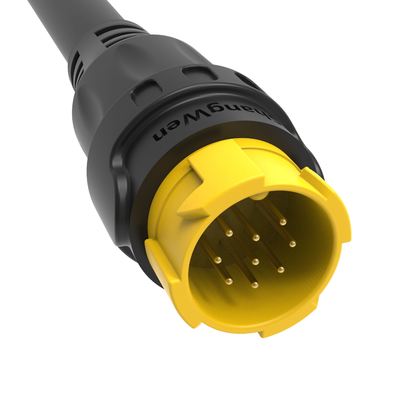 M19 Series Push-pull Self-locking Yellow Connection Industrial 9 Pin Female Male Plug Signal  Connector