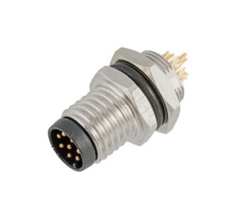 Industrial Grade M8 Male Front Mount Socket(solder,screw M8*0.5) IP67