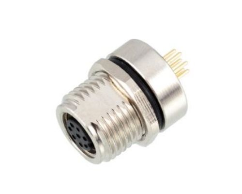 Industrial Grade M8 Female Back Mount Socket(PCB,Screw M12*1) IP67