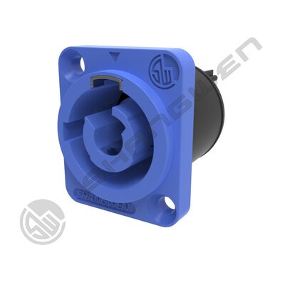 Poweron Display de tela LED Conector de áudio Socket 20A Azul 3 Montagem de painel feminino IP44